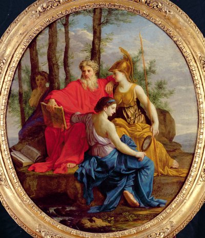 Allegorie eines perfekten Ministers oder Der Staatsminister mit seinen Attributen, 1653 von Eustache Le Sueur